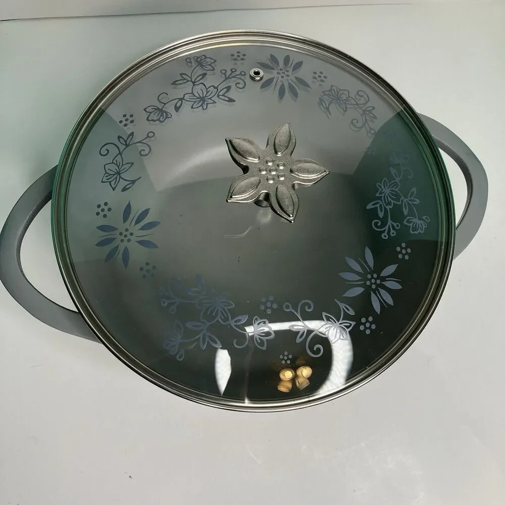 Temp-tations 5.9 Qt Round Aluminum NonStick Casserole Gray Pot With Glass Lid
